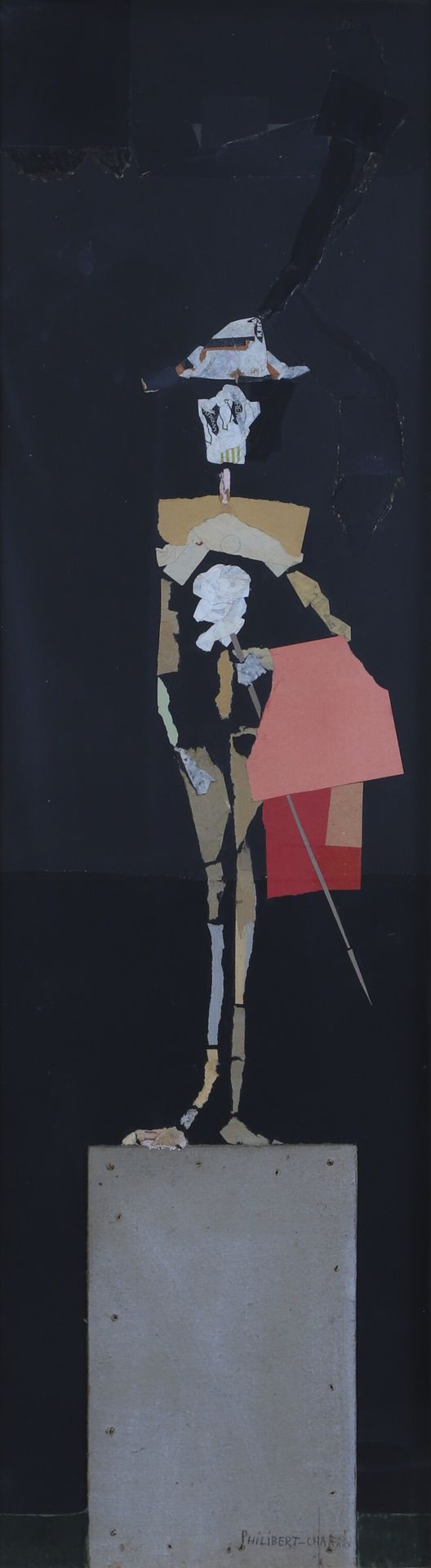 PHILIBERT-CHARRIN (1920-2007) Socle au Toréador Collage sur papier signé en bas &hellip;