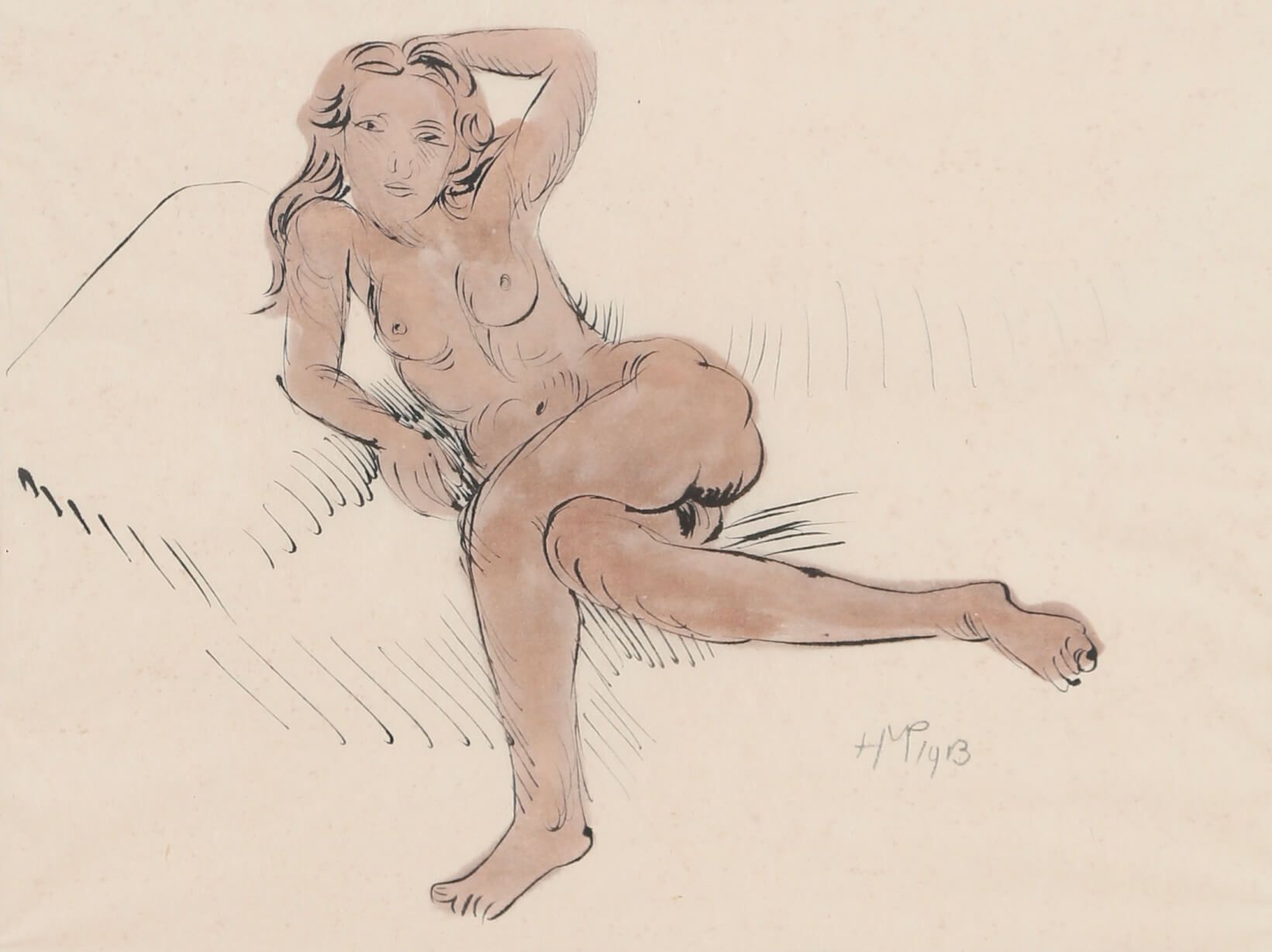 Max Pechstein (1881-1955) Nu allongé 1913 Lithographie sur papier monogrammé et &hellip;