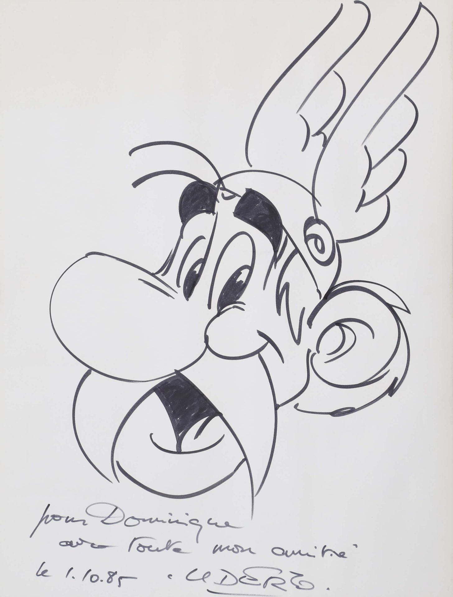 Albert UDERZO (1927-2020) Portrait of Asterix in giant format 1985 Felt pen on C&hellip;
