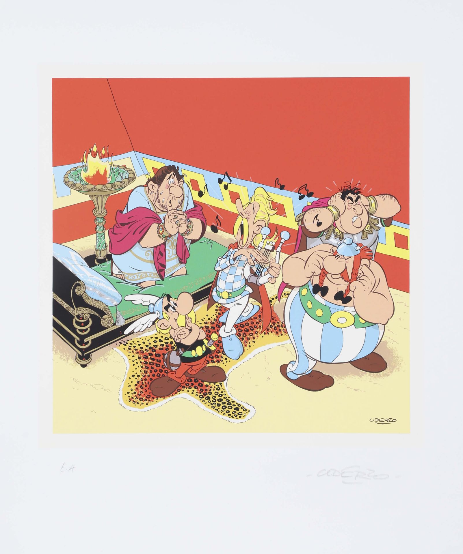 Albert UDERZO (1927-2020) Asterix and Golden Menhir 1999 纸上绢本书法，右下角有签名，左下角有编号和注解&hellip;