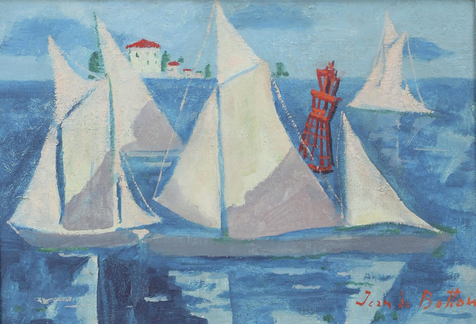 Jean Isy de Botton (1898-1978) Les Courses à voiles Huile sur toile signée en ba&hellip;