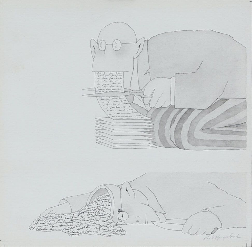 Philippe Gelück (né en 1954) 无题 约1978-1982 纸上水墨，右下角签名 23.5 x 24 cm 出处：> 布鲁塞尔私人收藏&hellip;
