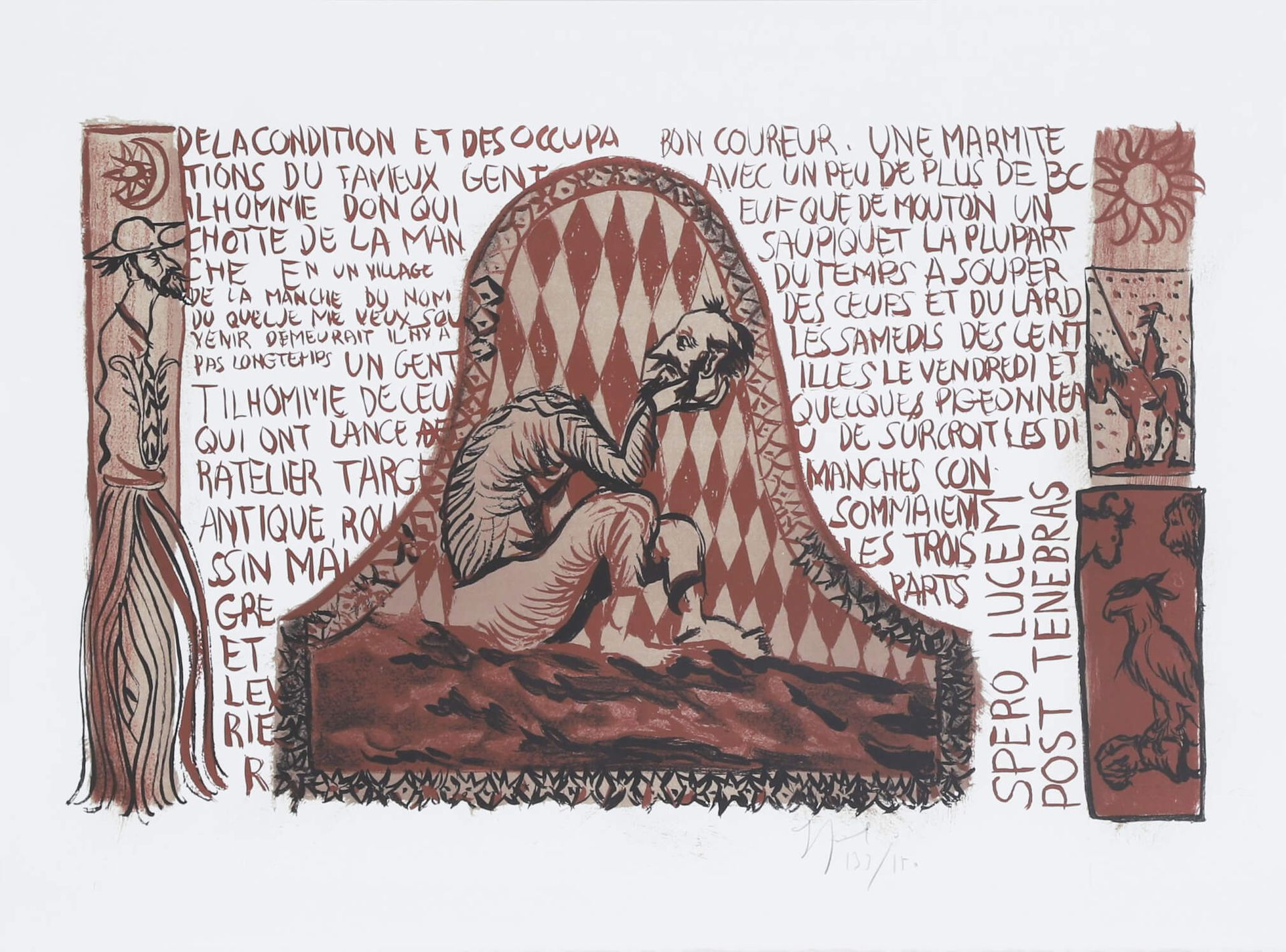 Gérard Garouste (né en 1946) 堂吉诃德--诺富特套房 约1995年 纸上石版画，右下角有签名和编号133/150 55 x 76 c&hellip;