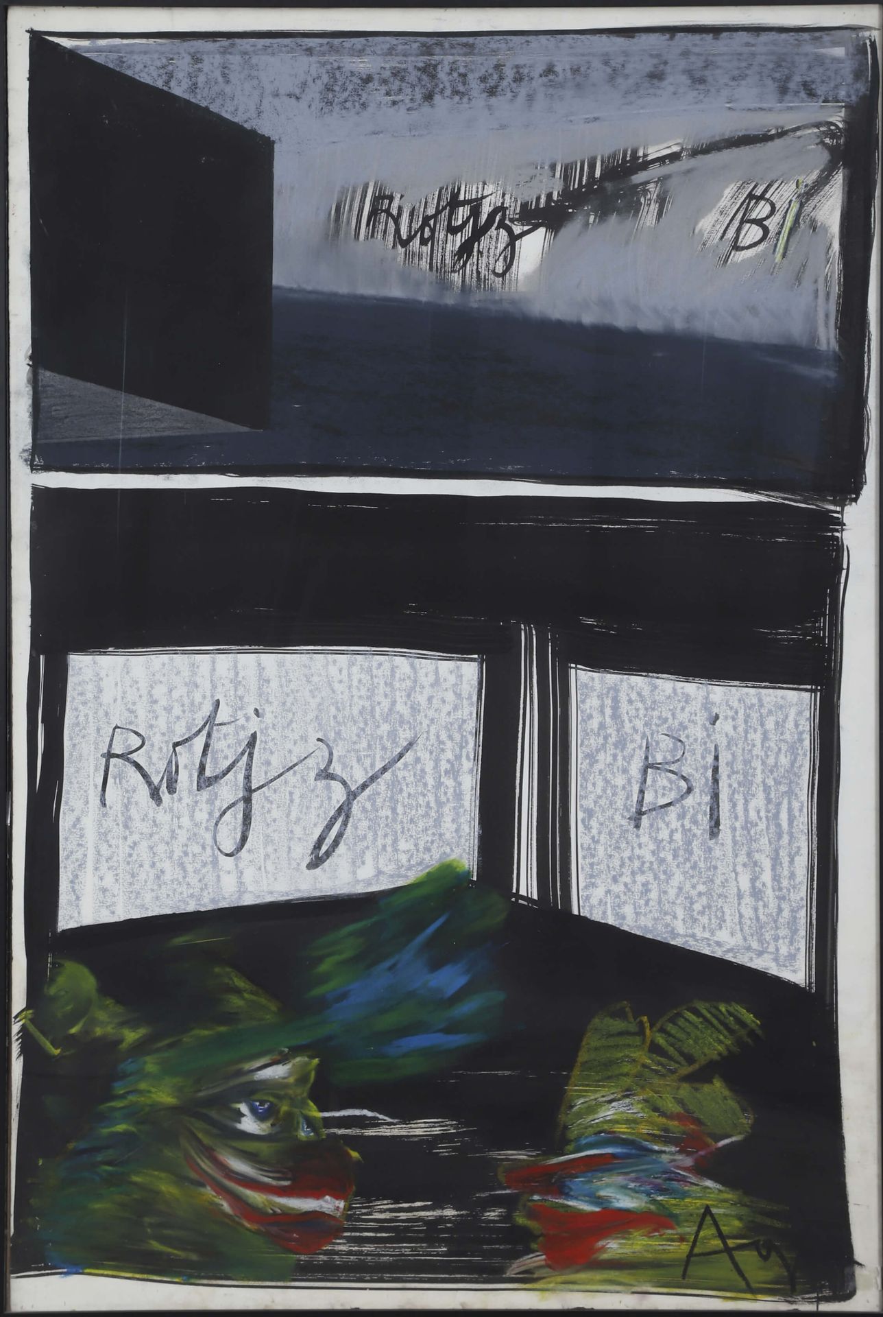 Olivier Agid (né en 1951) Rotjz bi 1985 纸上水墨粉彩，右下角有签名 120 x 80 cm 条件报告: 有框