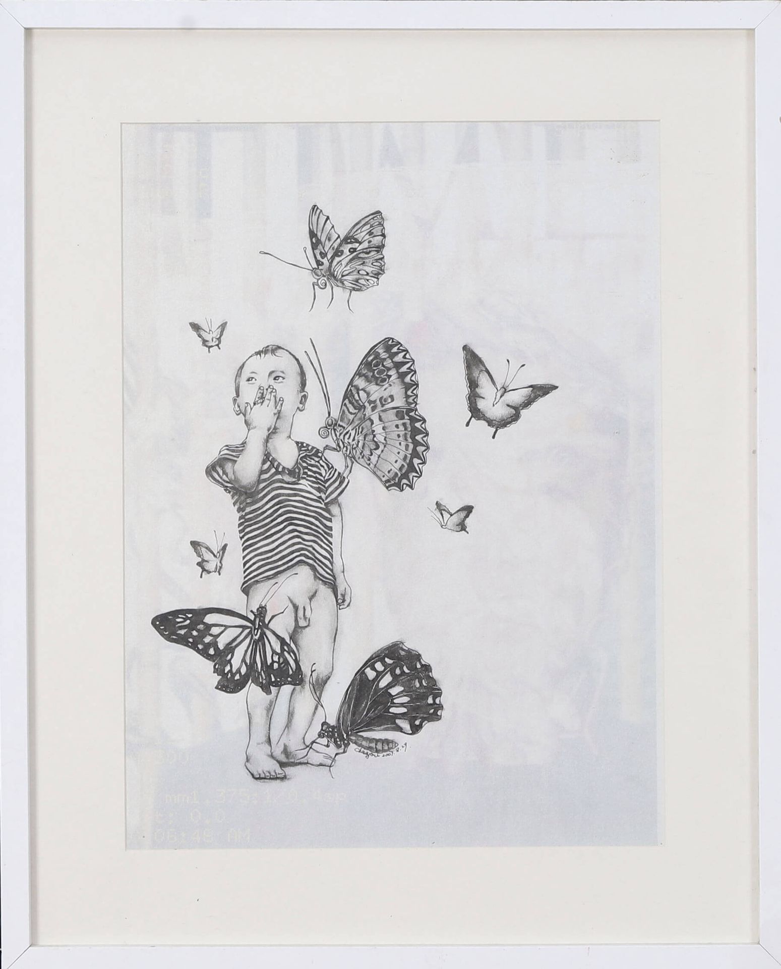 Lei Chang (né en 1976) Le Garçon aux papillons 2007 Aérosol et crayon sur papier&hellip;