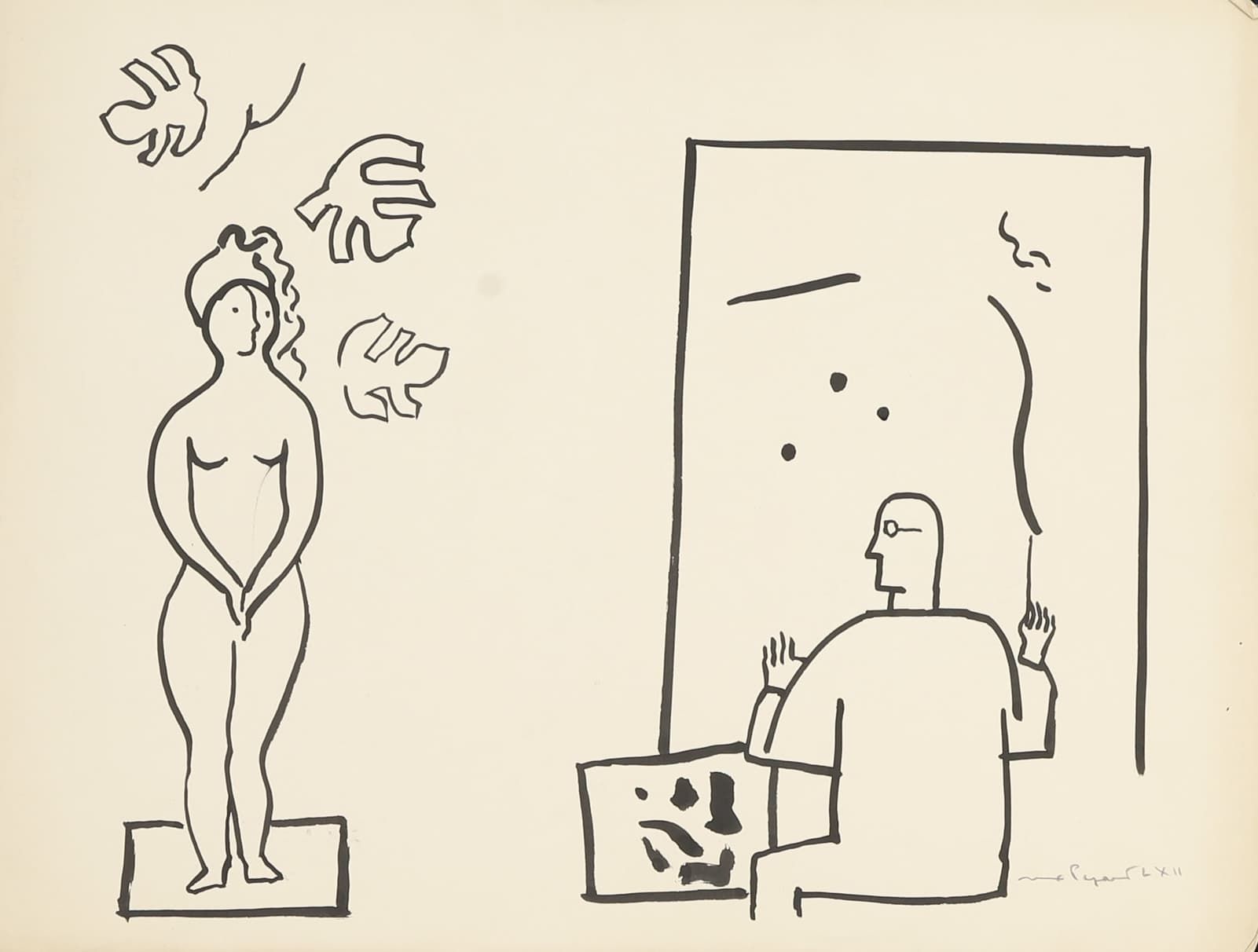 Max Papart (1911-1994) L’Atelier 1962 Encre sur papier signé et daté en bas à dr&hellip;
