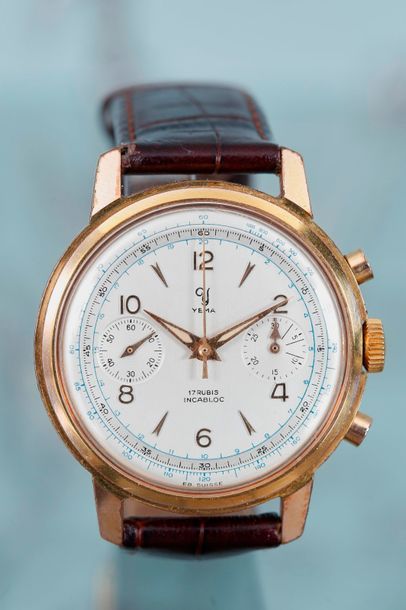 YEMA Yema, Montre chronographe

Boîtier en plaqué or, mouvement mécanique à remo&hellip;