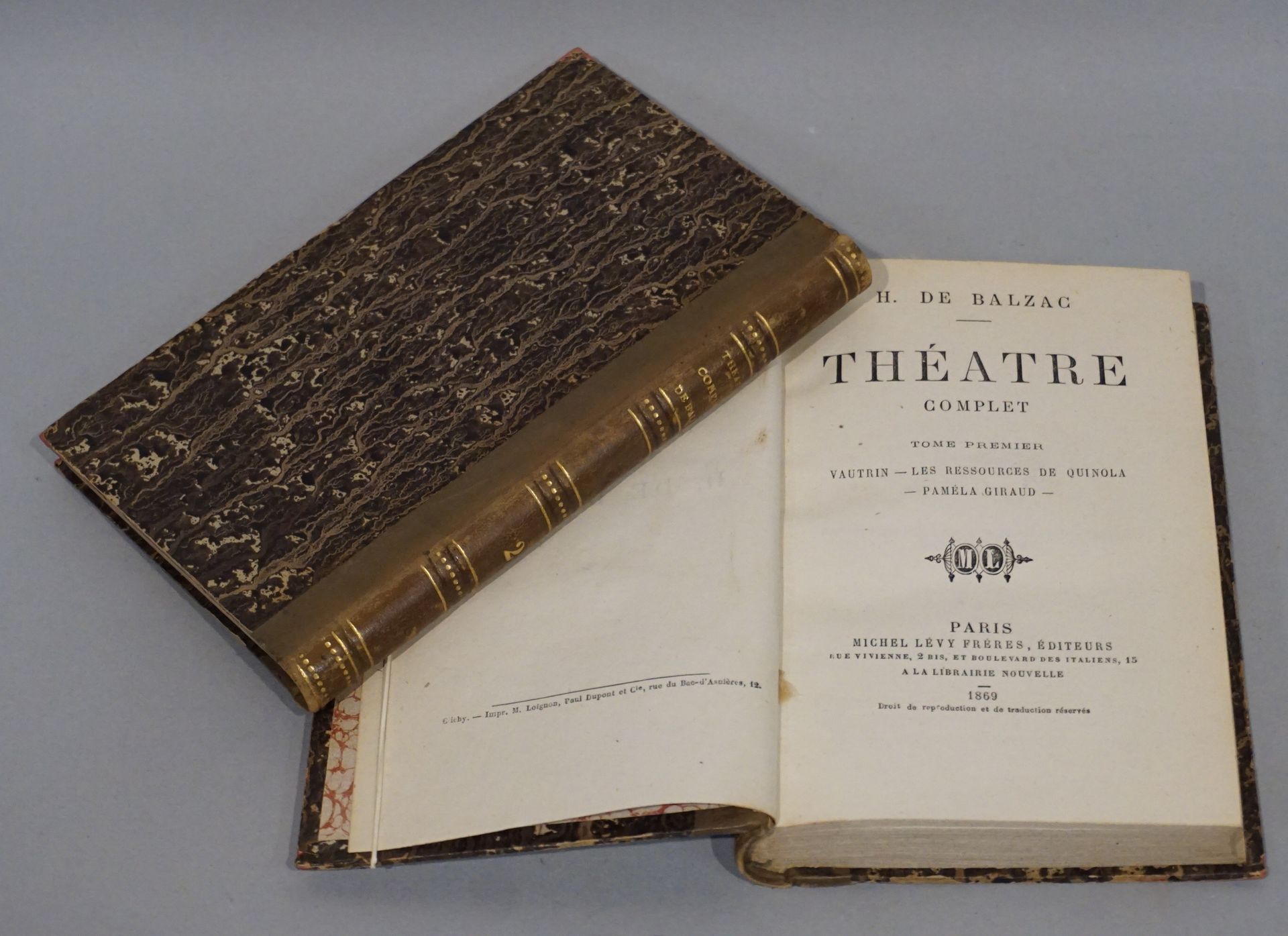 Null BALZAC (H. De). Théâtre complet. Paris, Lévy, 1869, 2 vols. In-12, half cal&hellip;