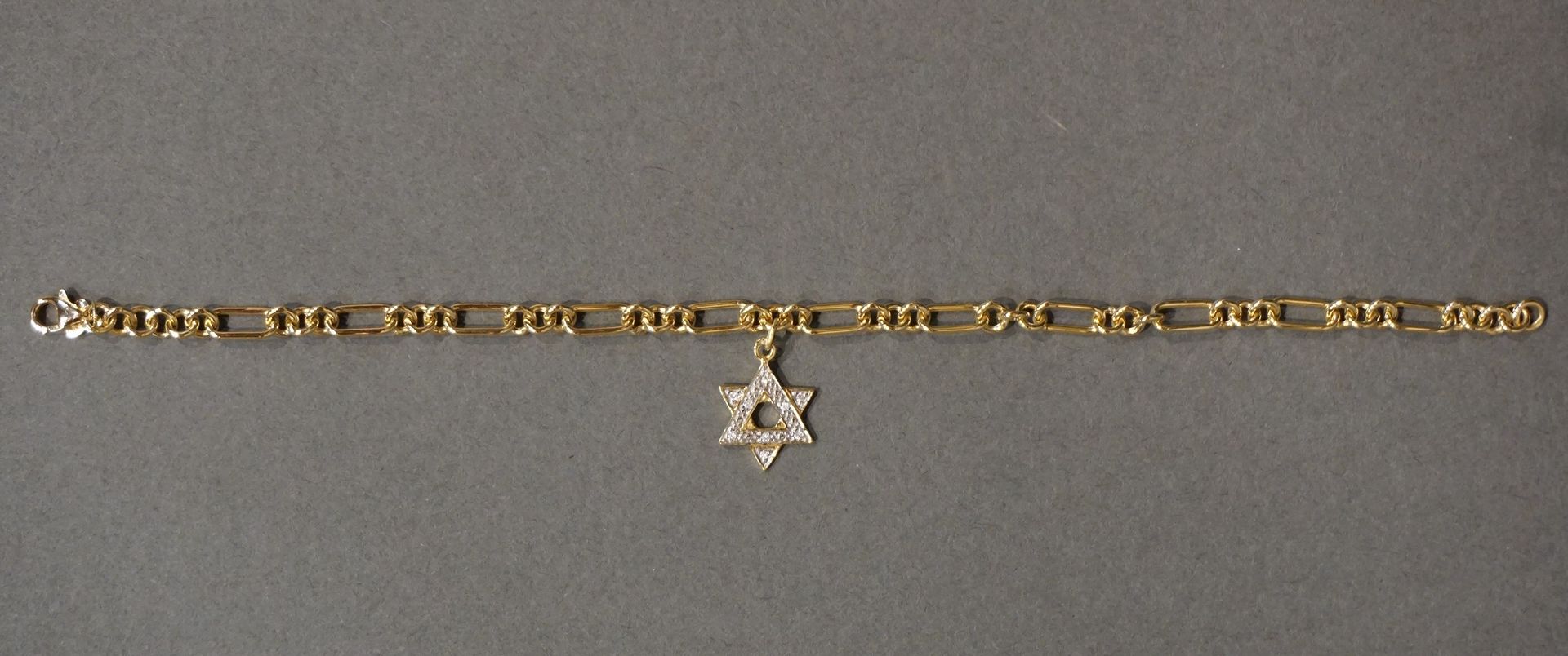 Bracelet Pulsera de oro con colgante de la estrella de David con diamantes firma&hellip;