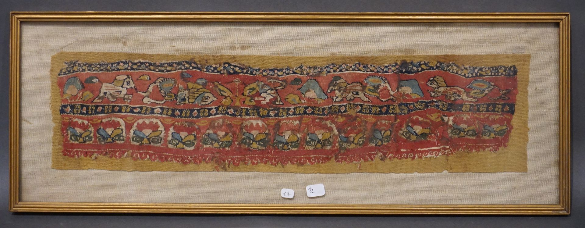 Null Polychrome band representing on two registers of felines and fish, as well &hellip;