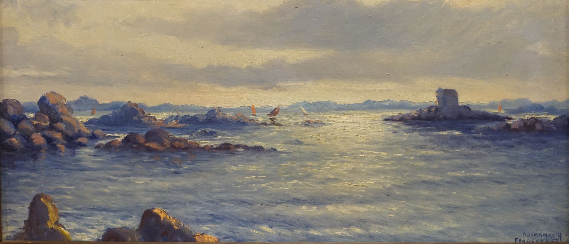 F.HABERKOAN (XX°) "Ploumanac'h", oil on panel, sbd. 29x63 cm