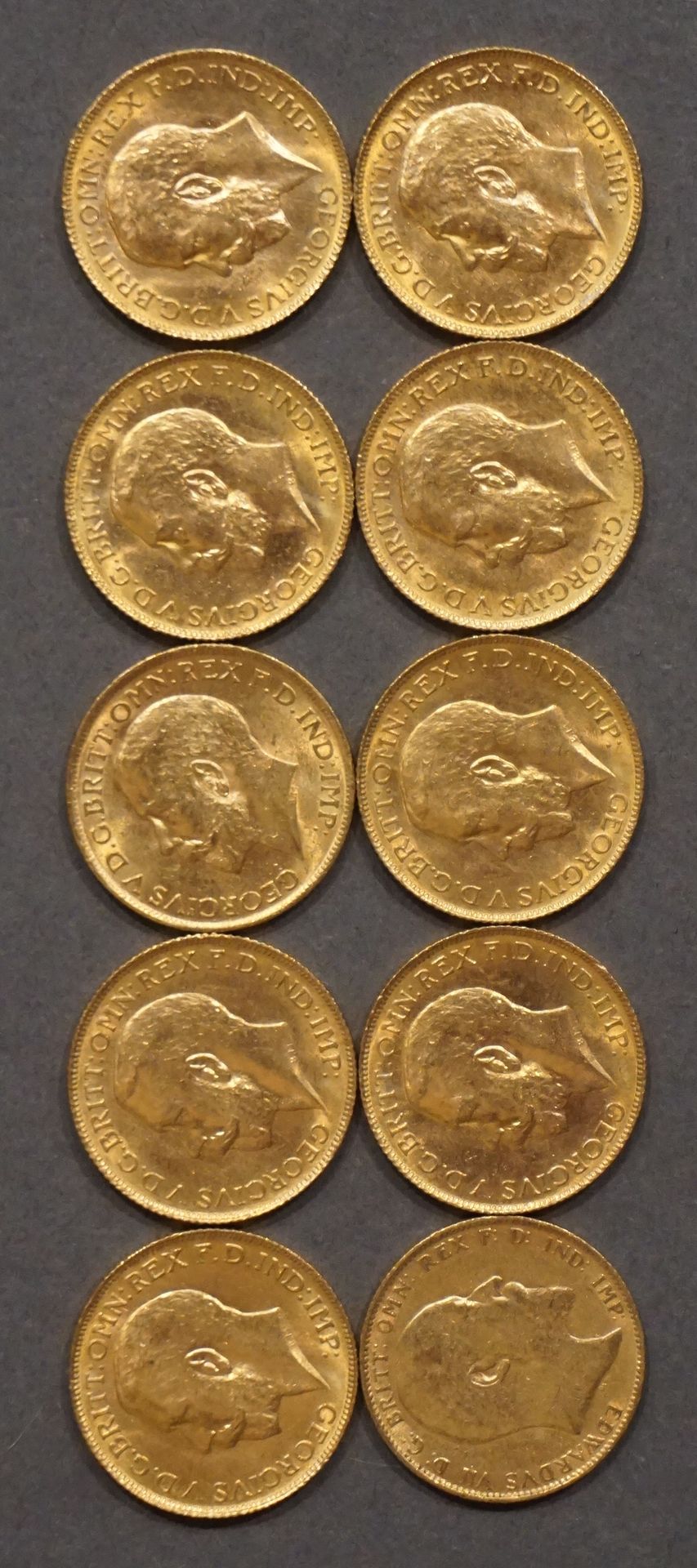 Null Ten British sovereigns in gold 80 grs
