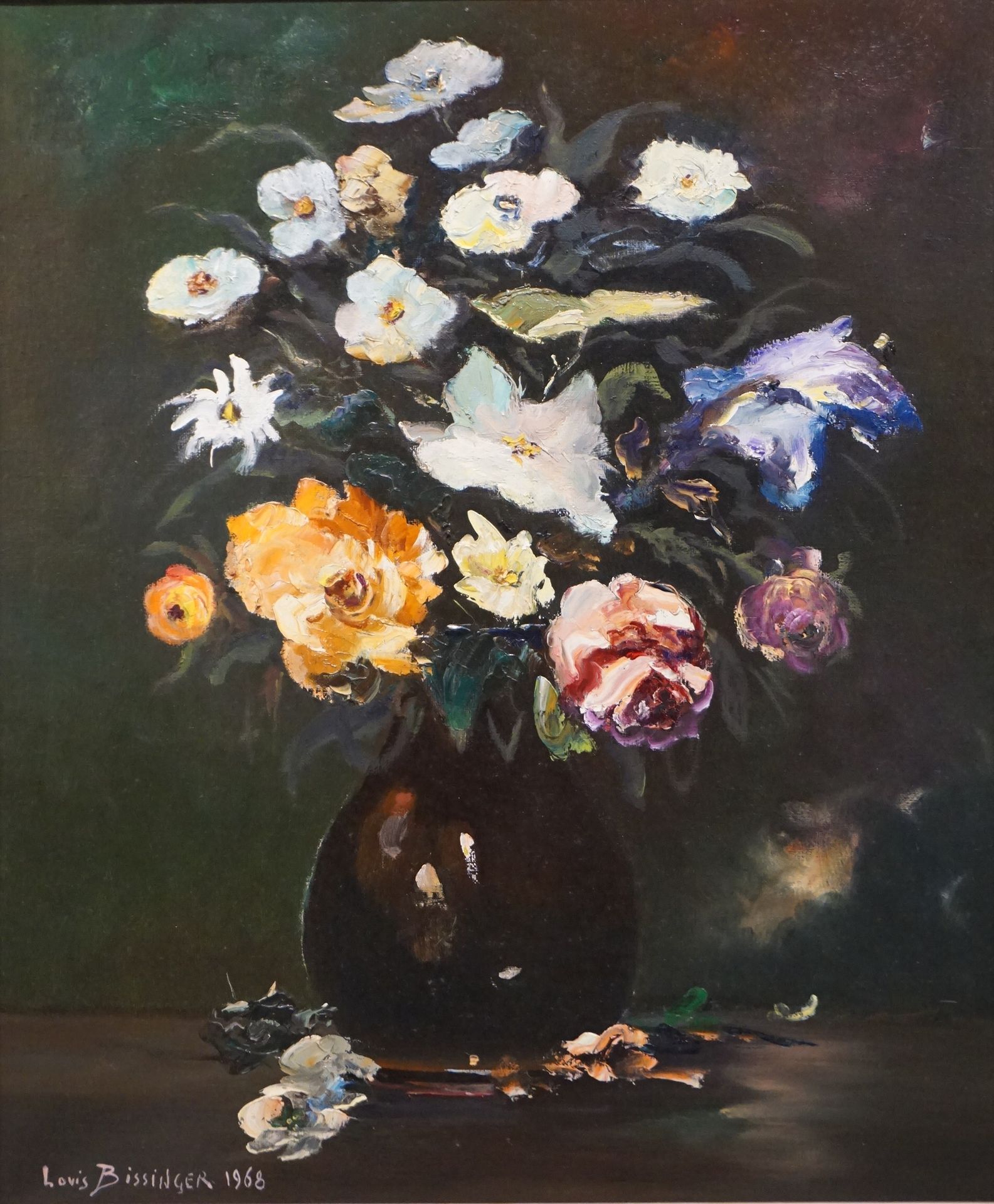 Louis BISSINGER (1899-1978) "Bouquet", oil on canvas, sbg, dated 1968. 55x46 cm