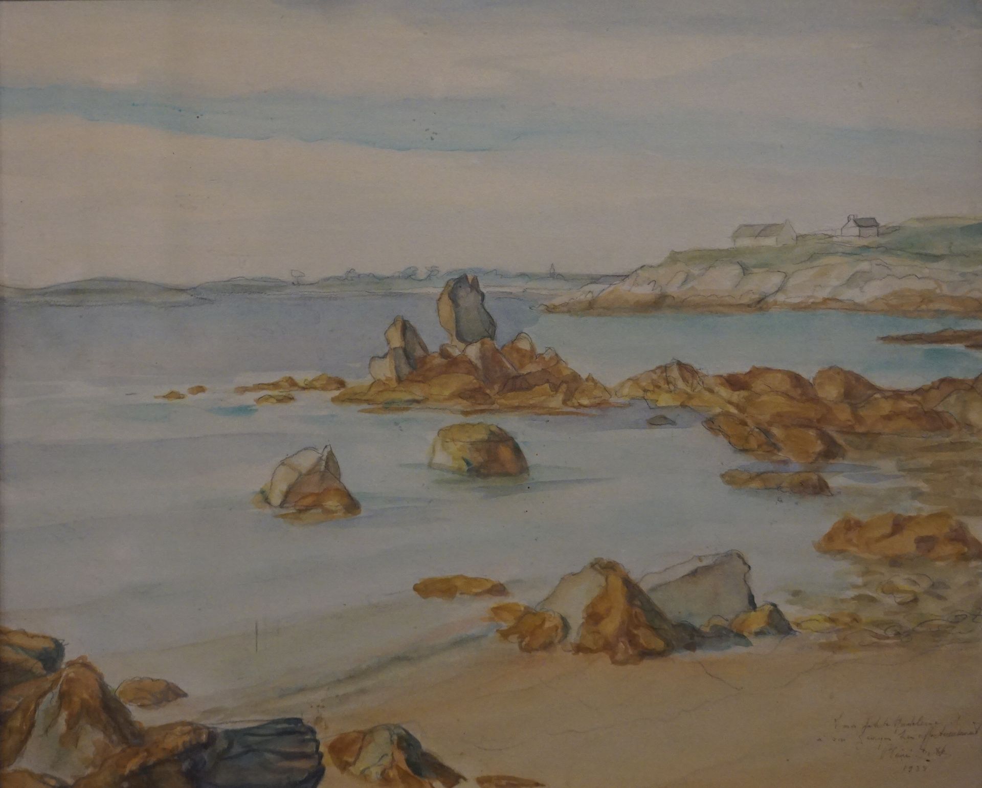 Null Scuola della metà del XX secolo: "Riva con la bassa marea", acquerello, sbd&hellip;