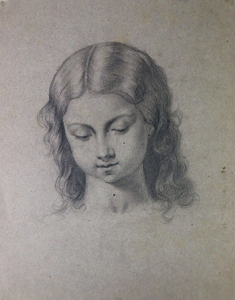 Null Ecole française du XIXème siècle.

Portrait de jeune femme.

Crayon sur pap&hellip;