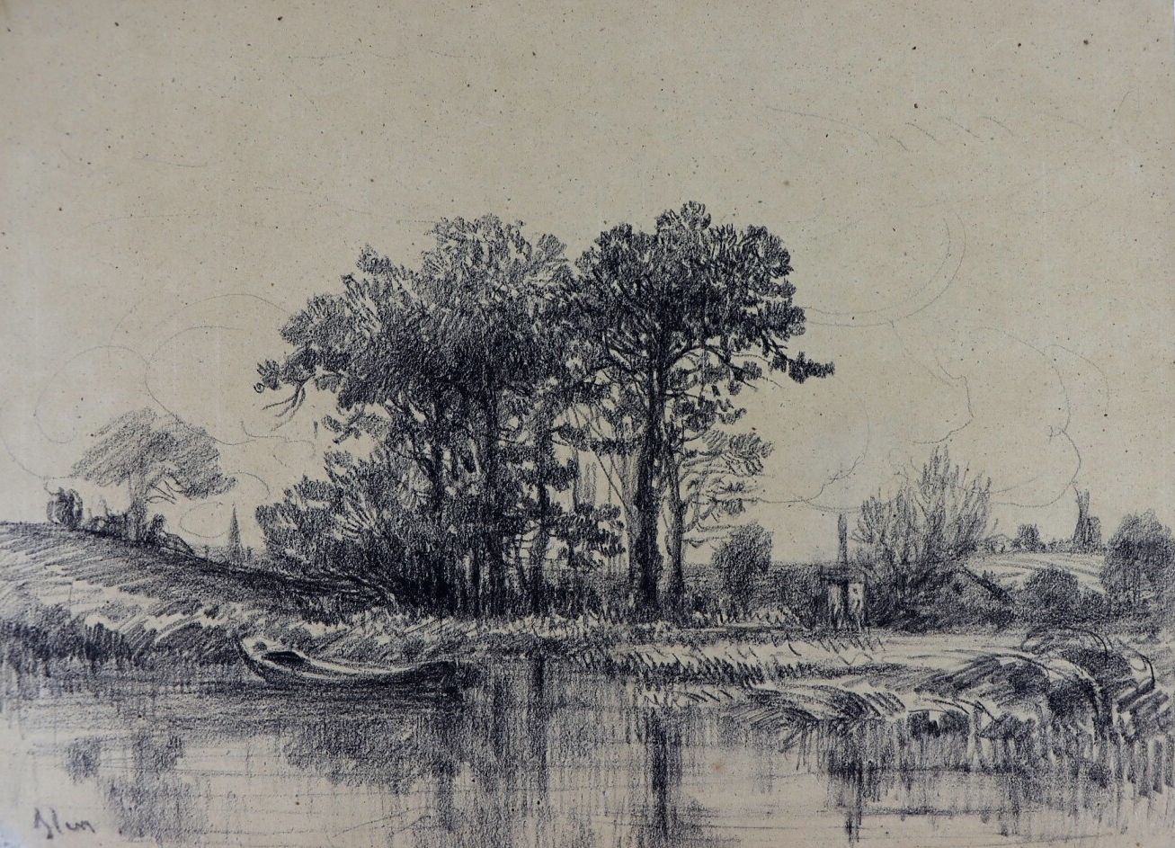 Null 
卡米尔-弗莱尔 (1802-1868)




左边的树。




木炭。




左下方有签名。




高_24厘米，宽_32厘米，右上角有事故&hellip;