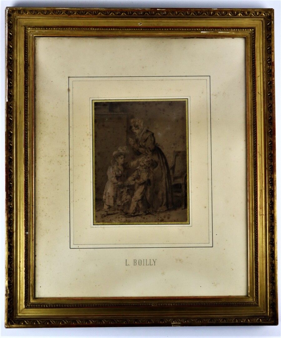 Null Louis Léopold BOILLY (1761-1845)，归属于。

母亲压制孩子的争吵。

炭笔和白粉笔的亮点。

高_20.5厘米L_5.&hellip;