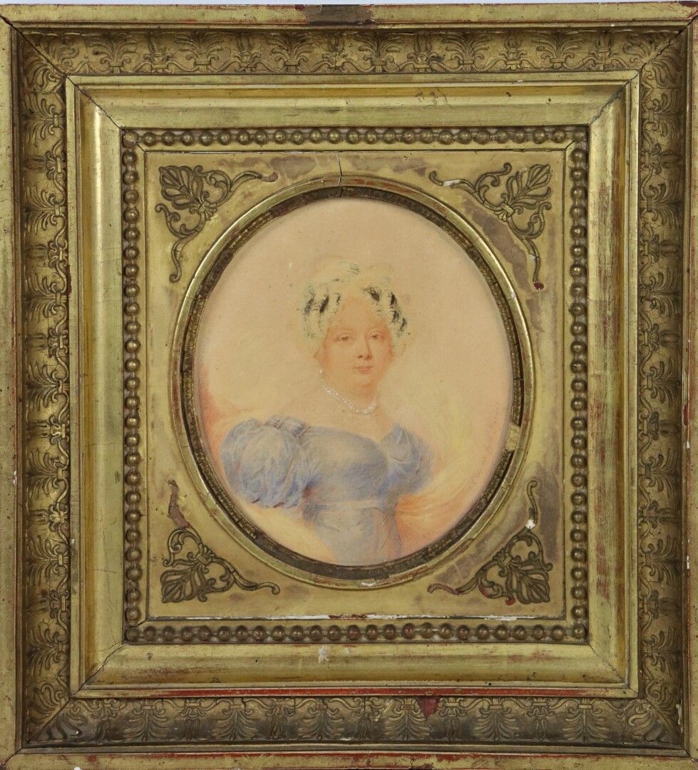 Null E.W.汤姆森（1770-1847

一个女人的画像。

纸上铅笔和水粉高光，左侧有签名。

高_15厘米L_12,5厘米，背面有手写的注释。

美丽&hellip;