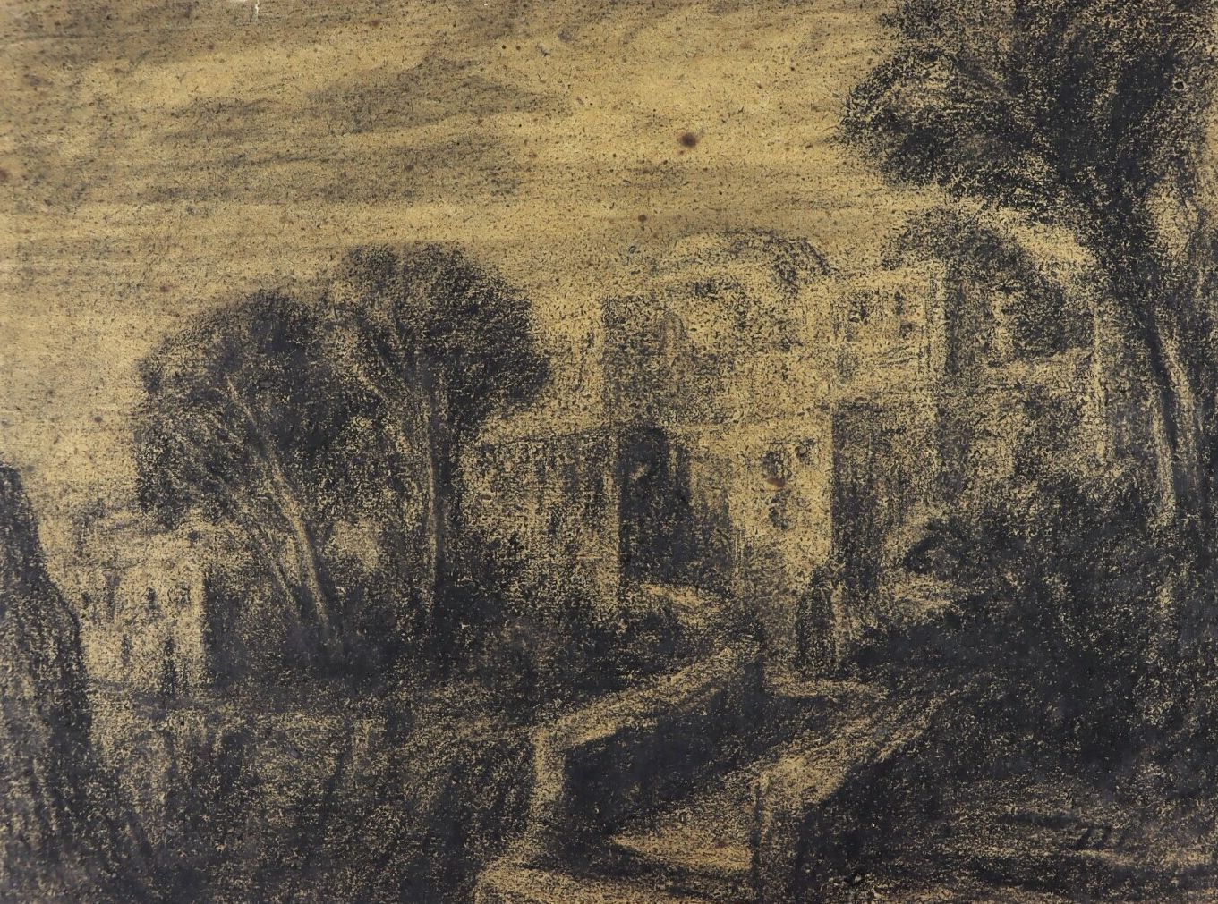 Null 亚历山大-加布里埃尔-迪卡姆斯（1803-1860）。

卡斯巴。

木炭。

右下角有图案。

高_26,5厘米，宽_35厘米