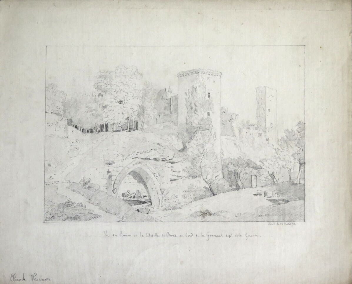Null 克劳德-伊-提安农（1772-1846）。

吉伦特省加龙河边的里昂城堡废墟景观。

铅笔画，右下角的日期是1835年7月24日。

没有署名，但可以&hellip;