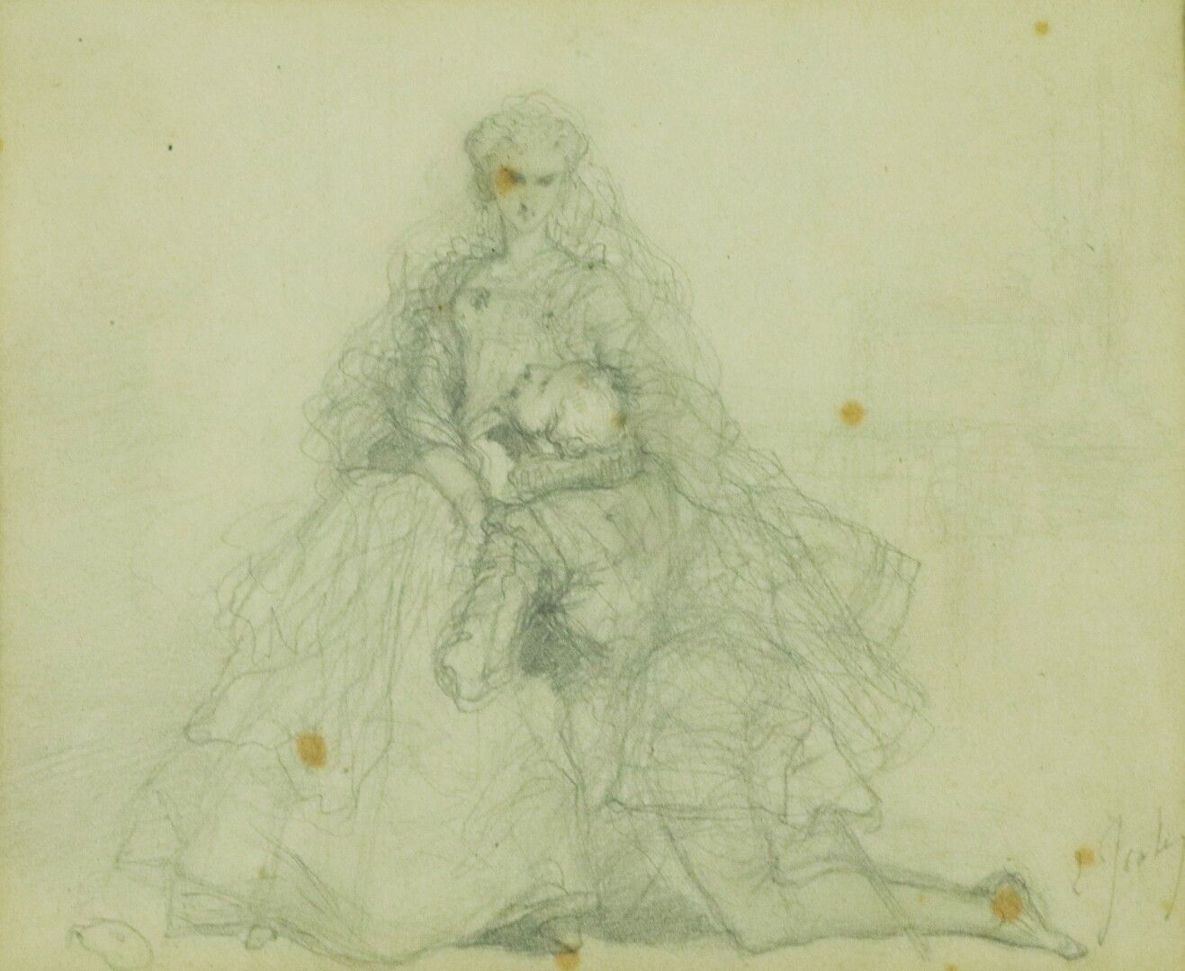 Null 欧仁-伊萨贝伊（1804-1886）。

赦免。

铅笔画，右下方有签名。

高_13厘米L_16.2厘米，褪色
