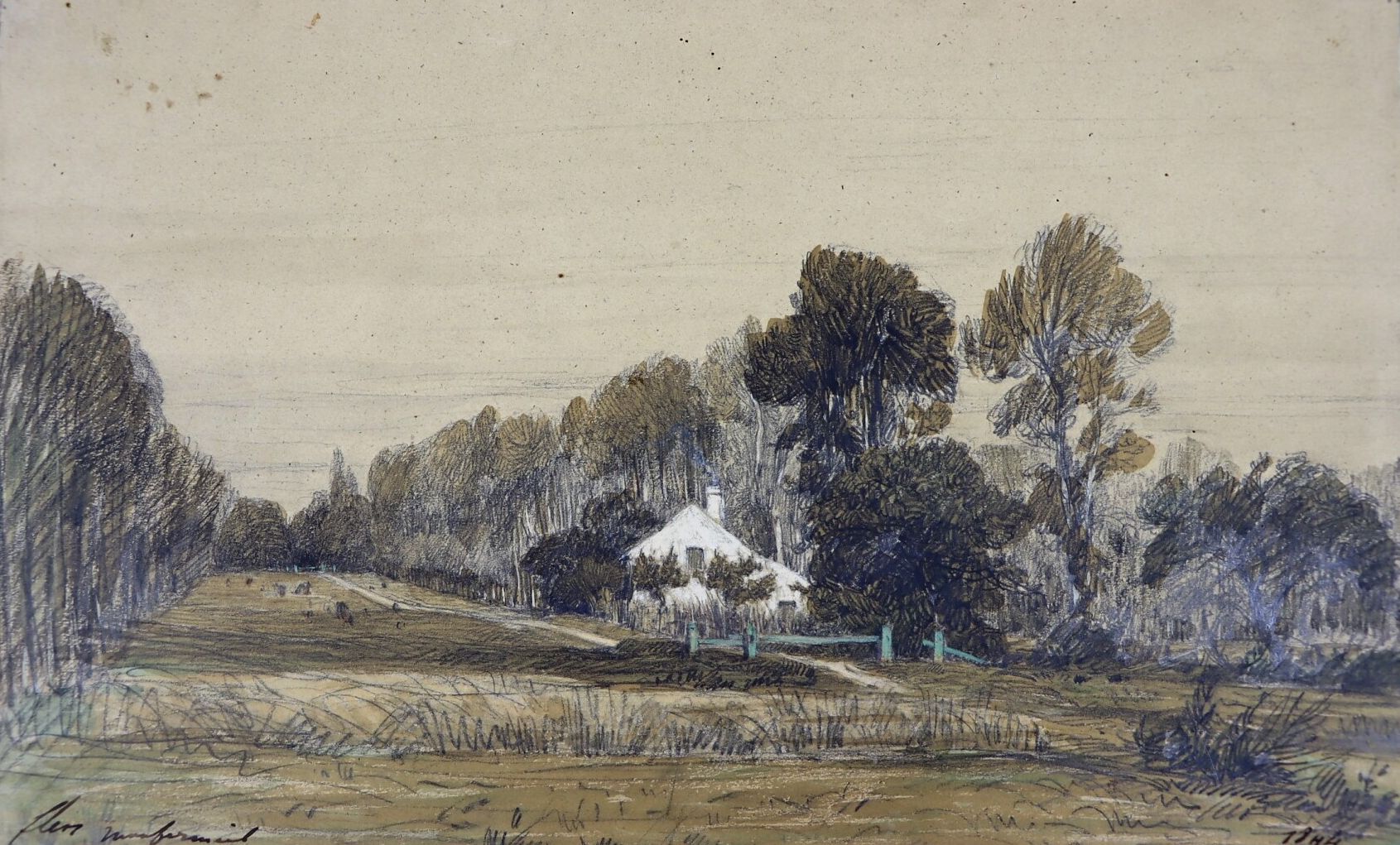 Null 卡米尔-弗莱尔 (1802-1868)

蒙特费尔梅尔的景色。

黑铅笔和水彩画

签名、定位和日期为1844年。

高_21,2厘米，宽_34,8厘&hellip;