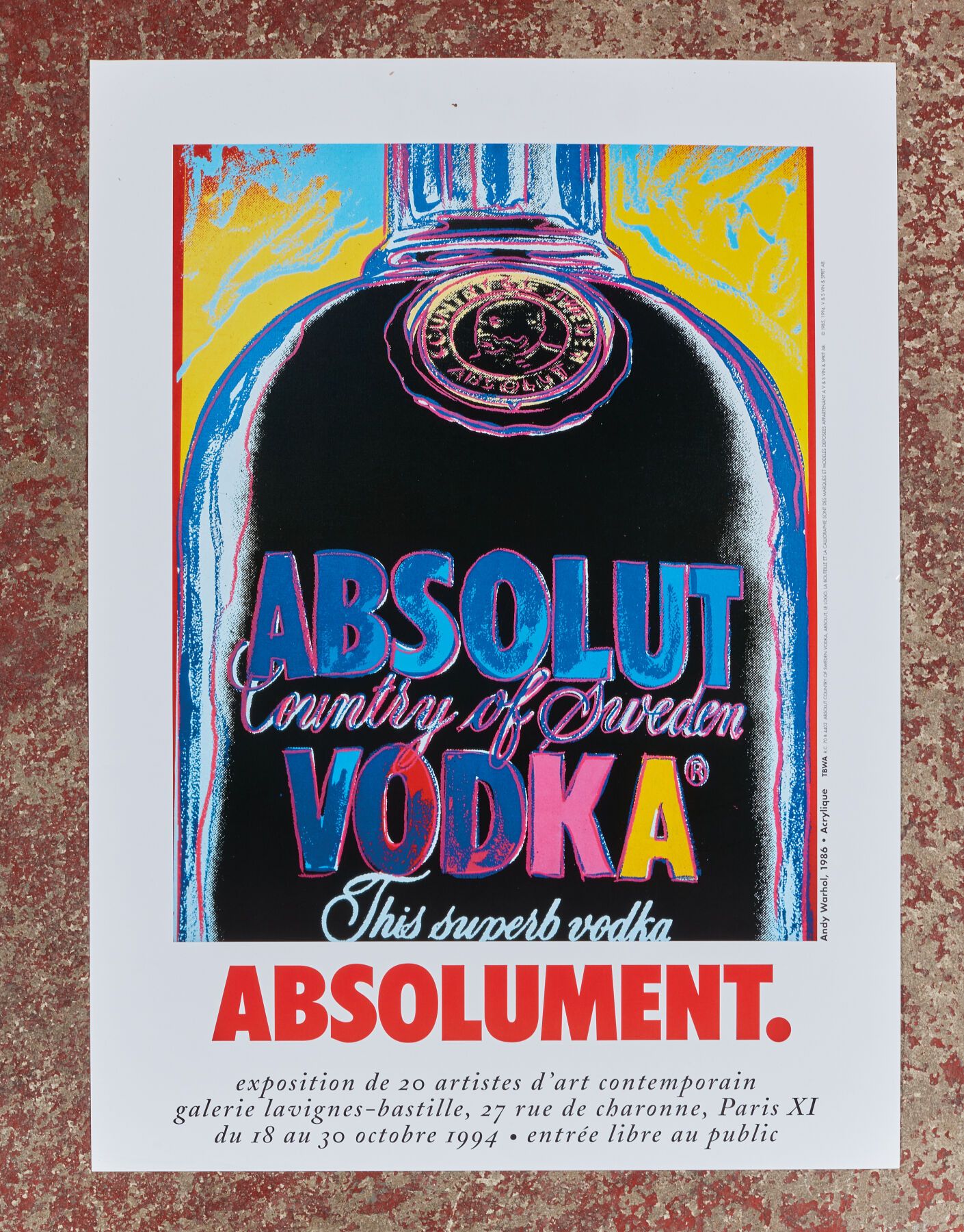 Null Andy WARHOL (nach).
Absolut. (Absolut Wodka) - 1986.
Poster für die Ausstel&hellip;