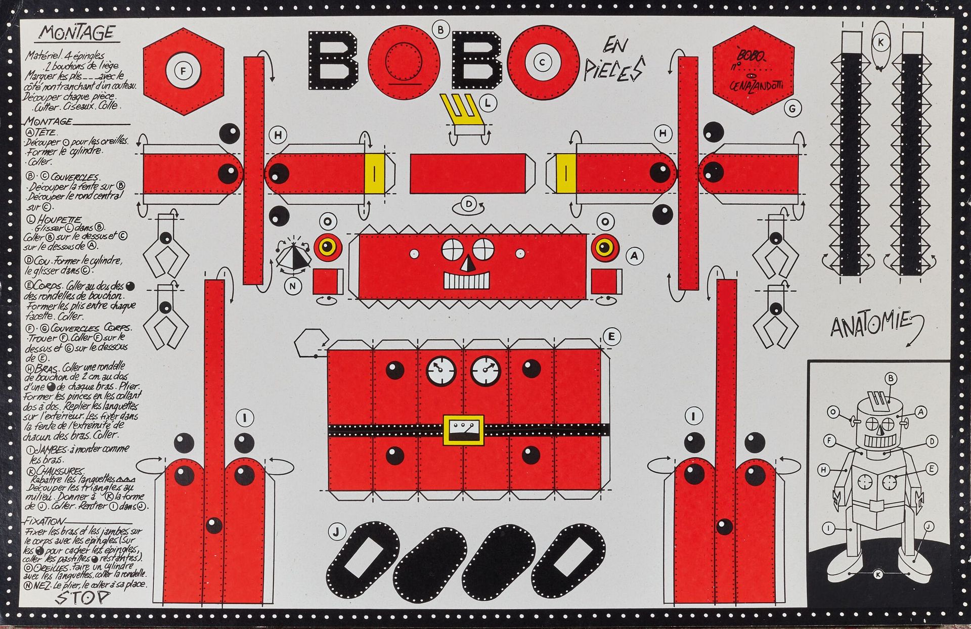 Null Gilles CENAZANDOTTI (né en 1966).
Bobo le Robot en pièces - 1991.
Sérigraph&hellip;