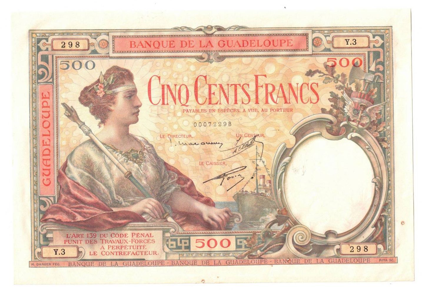 Null 500 Francs Typ 1934 (undatiert), P.17.
Wunderschön, frisch und knackig, kle&hellip;