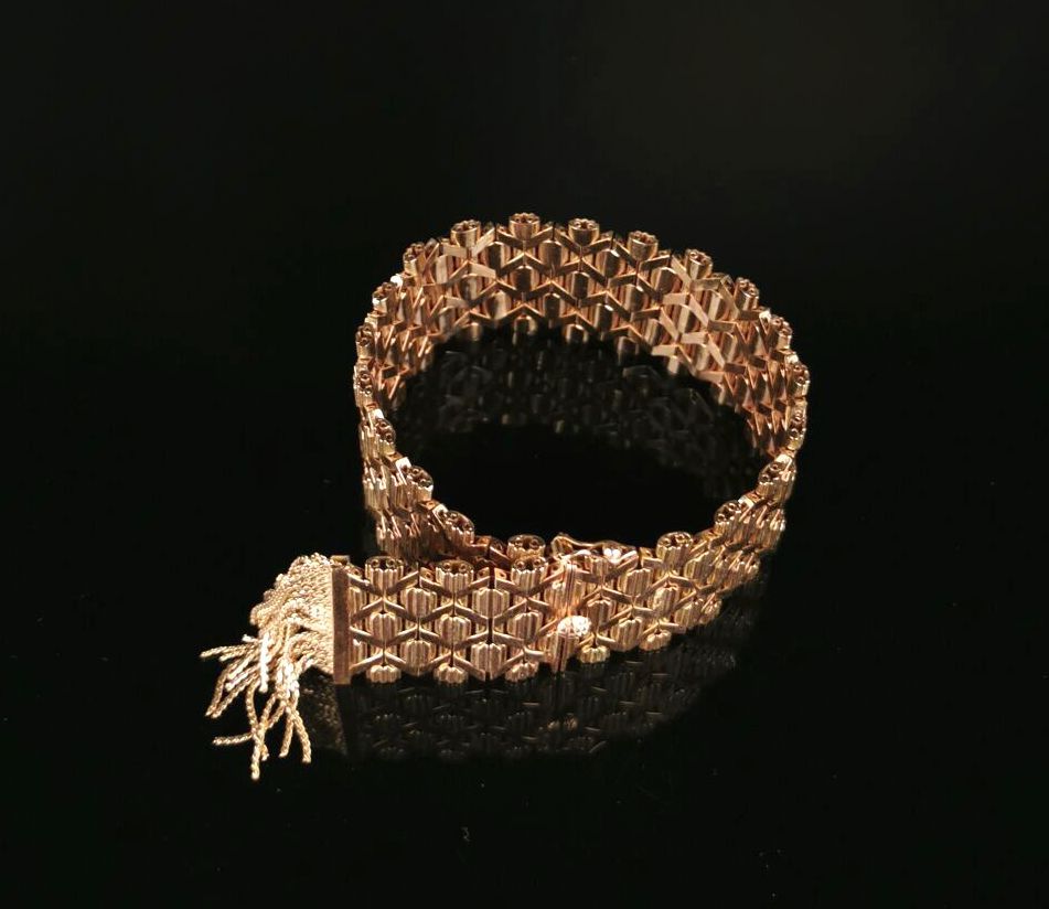Null Bracelet articulé en or jaune à maillons de forme géométrique et à filament&hellip;