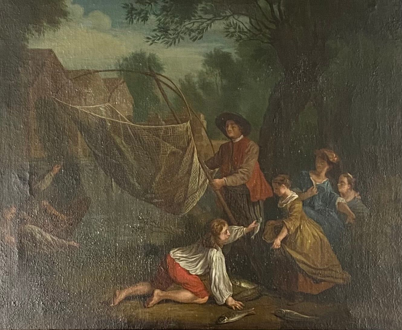 VERNET (ENTOURAGE DE) 
La pêche. Huile sur toile. 46 x 56 cm
