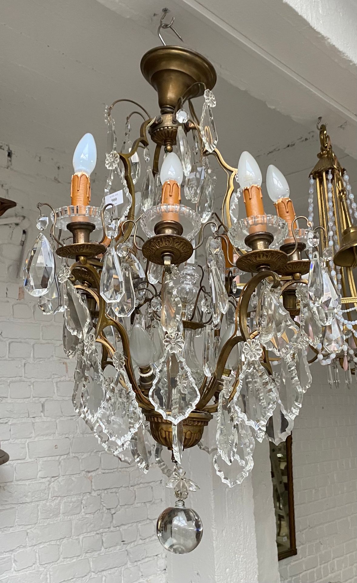 LUSTRE Brass. Crystal trim. Louis XV style.

--> THIS LOT IS IN OUR WAREHOUSE