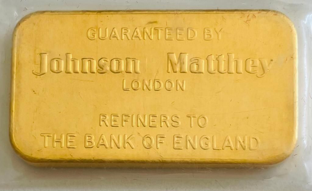 LINGOT 100 g d'or fin. Fabricant : Johnson Matthey London