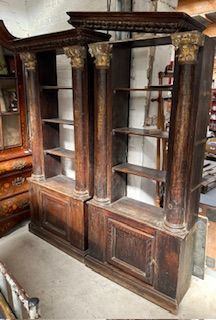 PAIRE DE MEUBLES BIBLIOTHEQUES Stained wood. Partially painted. 
--> THIS LOT IS&hellip;