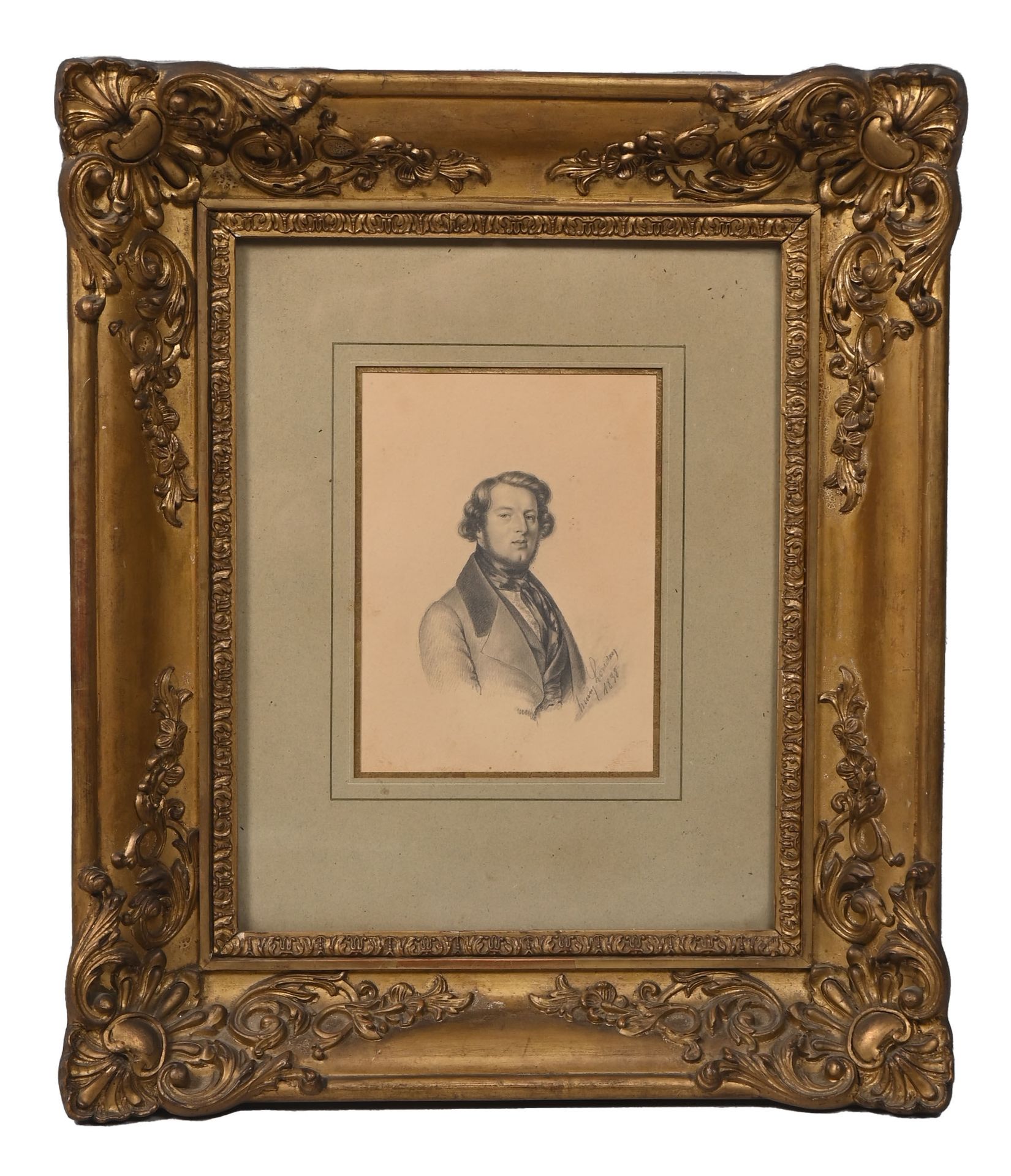 Null 亨利-洛里代（19世纪）
一个男人的肖像
纸上铅笔
有签名和日期1838年
玻璃下装裱
视线：14 x 10 cm.