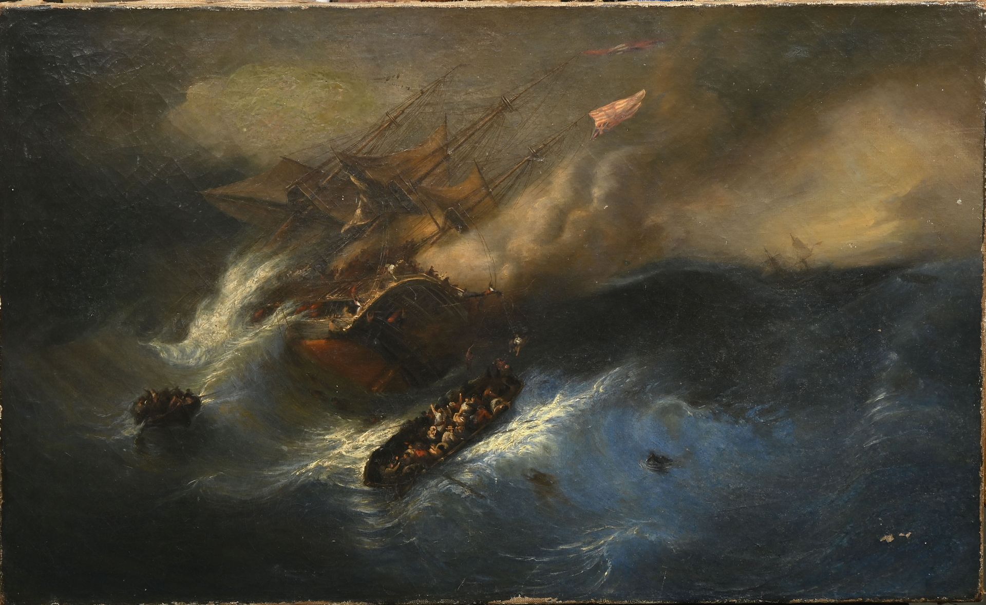 Null 泰奥多尔-古丁(1802-1880)
"1825年的肯特大火
布面油画，无签名，背面有署名
41 x 65厘米