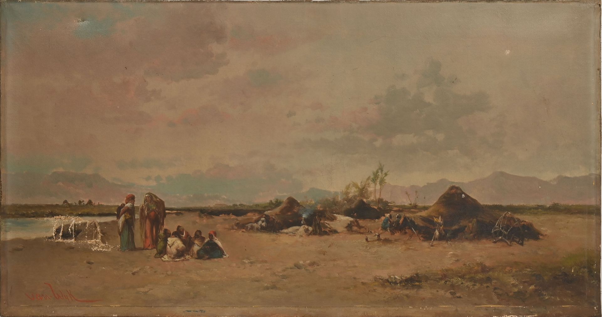 Null 亨利-范怀克 (阿姆斯特丹 1833 - ?)
沙漠中的东方人
在其原始画布上 
34,5 x 65厘米
偶发事件
无框架

专家：René Mill&hellip;