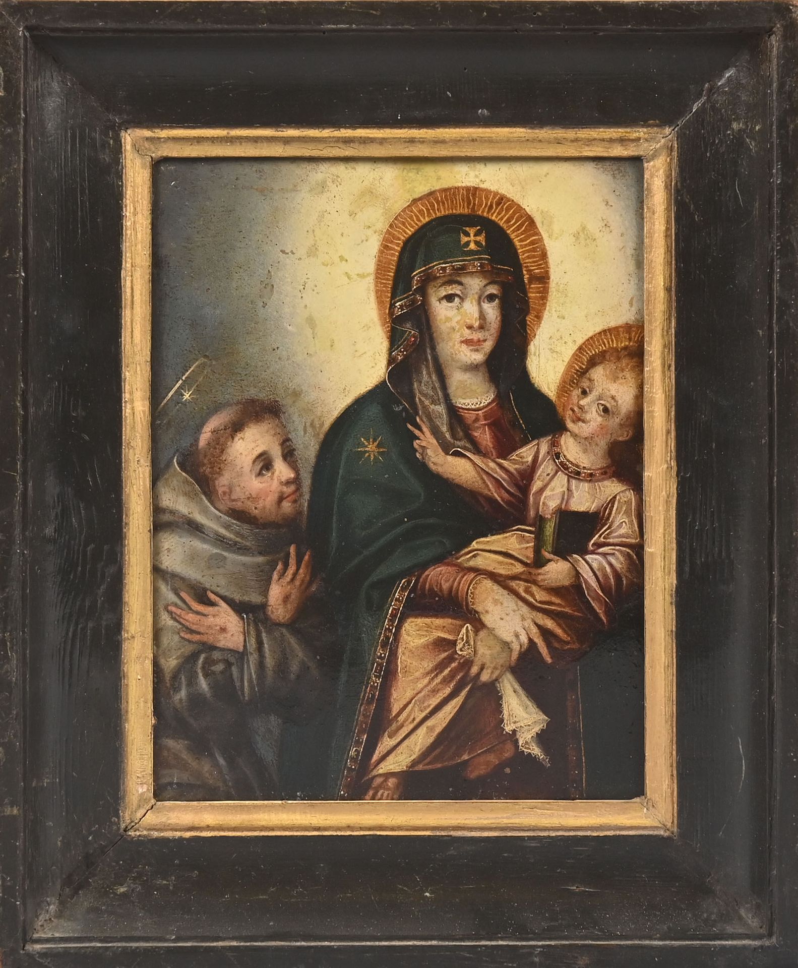 Null 19世纪意大利学校
圣母子与圣弗朗西斯
铜制
22,5 x 17 cm
修复。

专家：勒内-米莱。