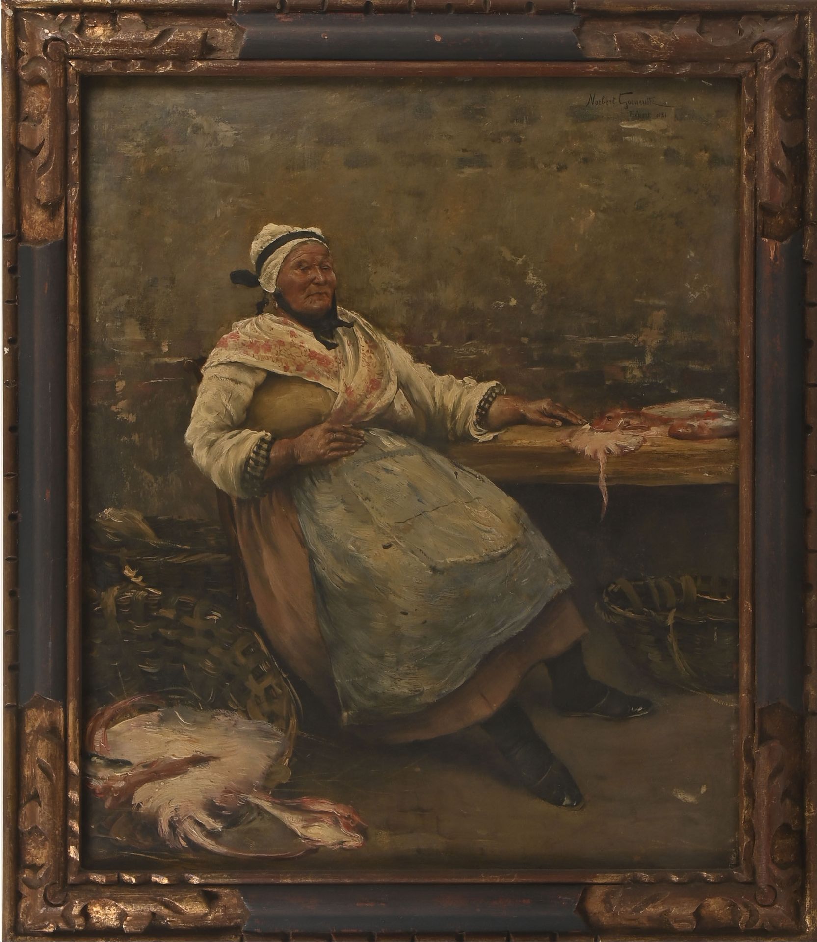 Null 诺贝尔-古诺特 (1854-1894)
鱼贩子
布面油画
右上方有签名和日期。
54,5 x 45,5厘米。