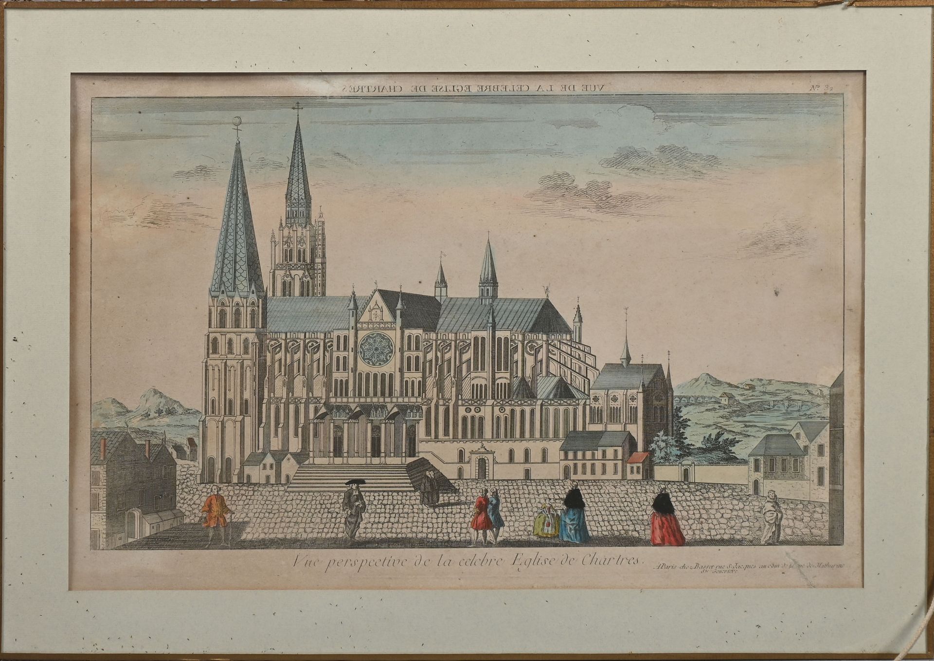 Null Ecole du XVIIIe 
La cathédrale de Chartres
Vue d'optique encadrée sous verr&hellip;