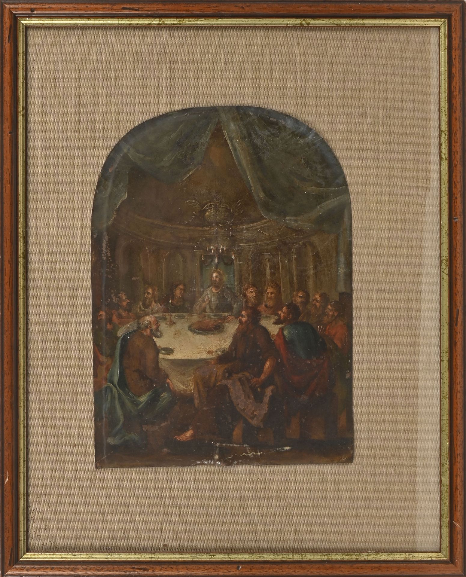 Null 18世纪早期的法国学校
最后的晚餐
上半部分为弧形铜板
21 x 15,5 cm

专家：René MILLET
