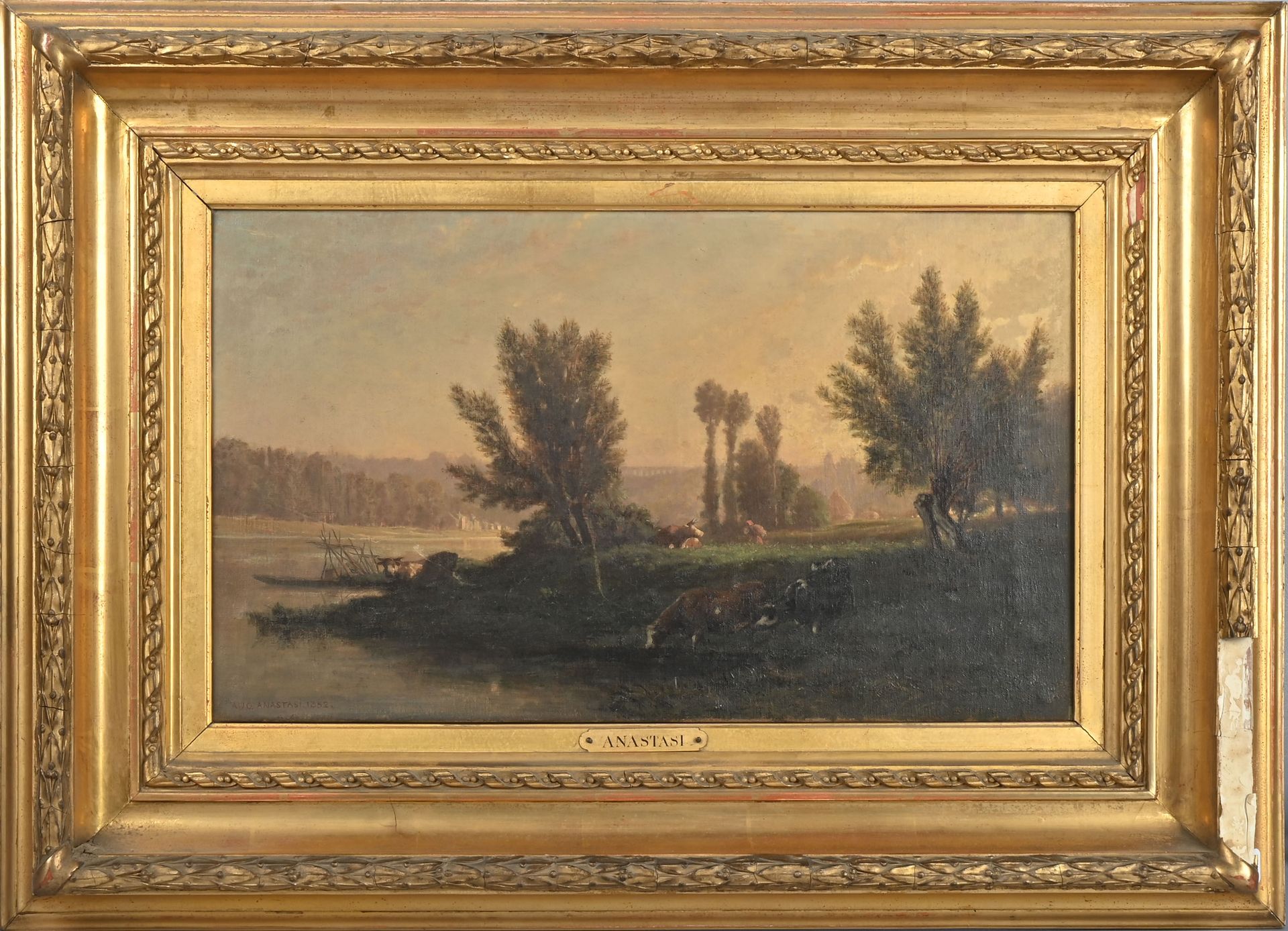 Null Auguste ANASTASI (1820-1859)
Mucche lungo il fiume, 1852
Olio su tela firma&hellip;