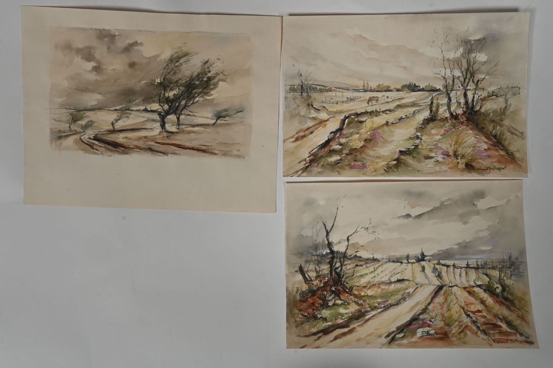 Null Gérard FRETIGNE (1928-2005)
Hilly countryside, Le Perche
Three watercolors &hellip;