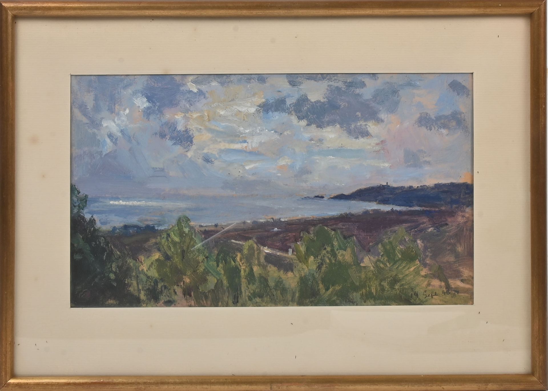 Null Paul CHARAVEL (1877-1961)
海边风景画
两幅纸上油画 
一幅右下方有签名，日期为49年4月21日，另一幅为48年9月14日
玻&hellip;