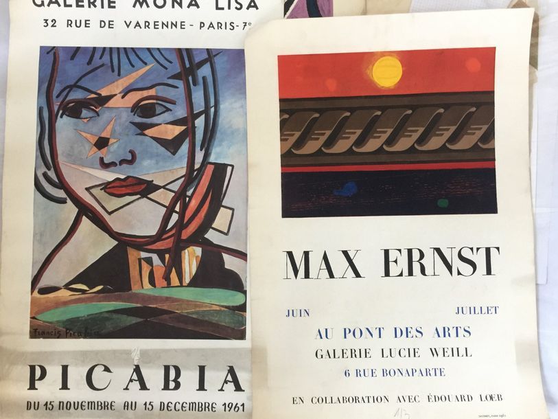 MAX ERNST (1). PICABIA (2) Lot de 3 affiches en couleur.