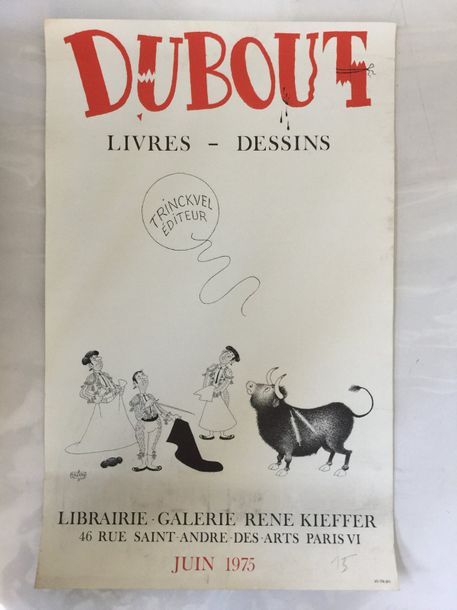 Albert DUBOUT (d'après) Tauromachie.
Affiche lithographique 1975. (salissures).