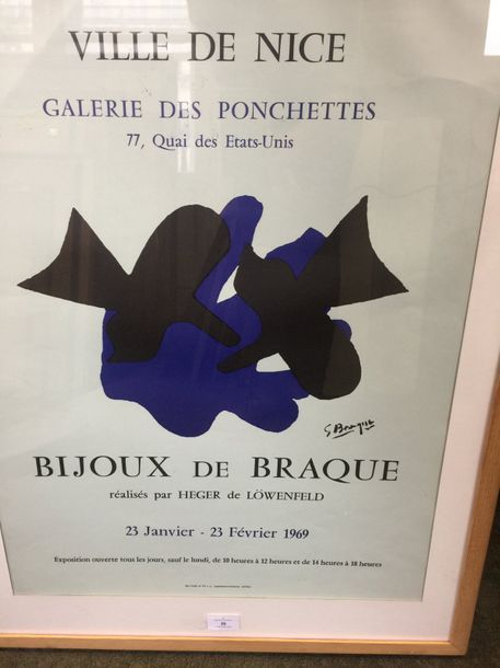 Null Affiche d'exposition «Bijoux de Braque, Ville de Nice, 1969».
(pliures, tâc&hellip;