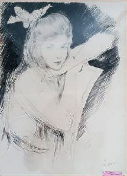 Paul César HELLEU (1859-1927) (d'après) Jeune fille accoudée.
Pointe sèche, sign&hellip;