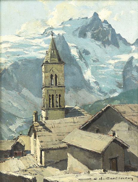 Null Charles-Henri CONTENCIN (1898-1955)
L'église des Terrasses et la Meije
Huil&hellip;