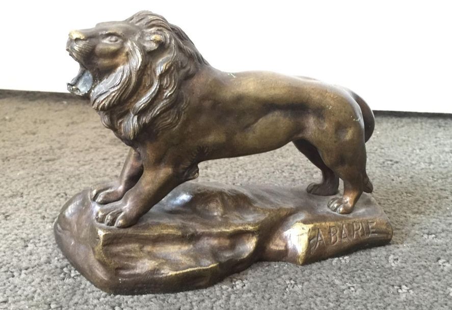 Null Roaring Lion. Bronze with a brown patina, bearing an A signature. BARYE.
Ht&hellip;